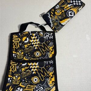 Minions Graphic Lunch Bag and Pencil Case Set - Black and Yellow